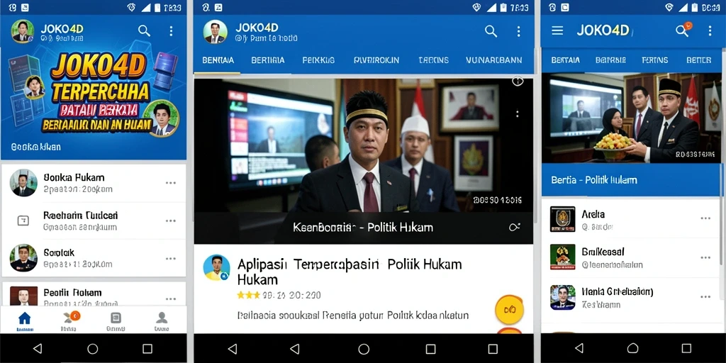 Tampilan antarmuka aplikasi JOKO4D untuk berita politik dan hukum.