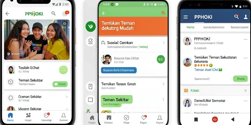 Antarmuka PPHOKI yang ramah pengguna untuk mencari teman sekitar.