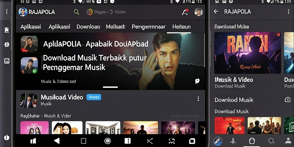 Tampilan antarmuka RAJAPOLA yang memudahkan pengunduhan musik.