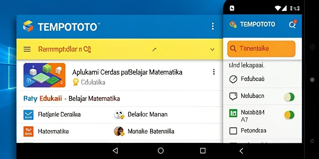 Tampilan antarmuka aplikasi TEMPOTOTO untuk belajar matematika.