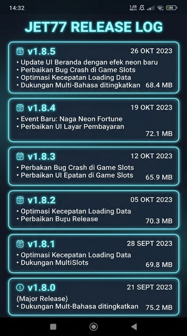 Riwayat Versi jet77 untuk Pengguna Android Indonesia